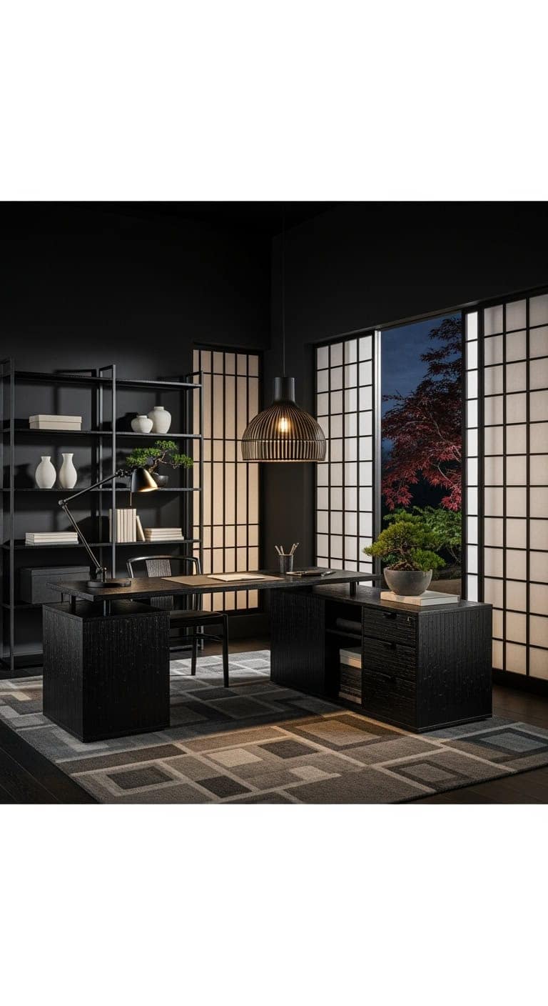 midnight japanese bamboo workspace