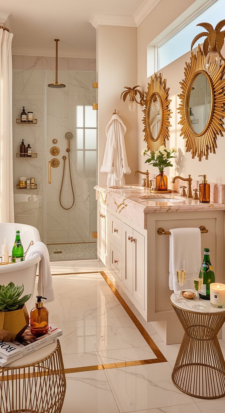opulent hollywood inspired luxury bathroom retreat