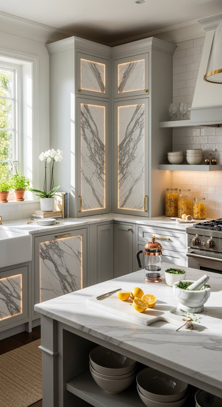 mesmerizing marble cabinet doors centerpiece