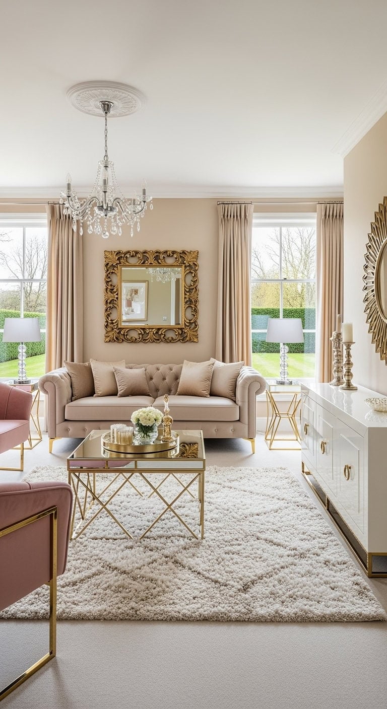 champagne beige luxe livingroom