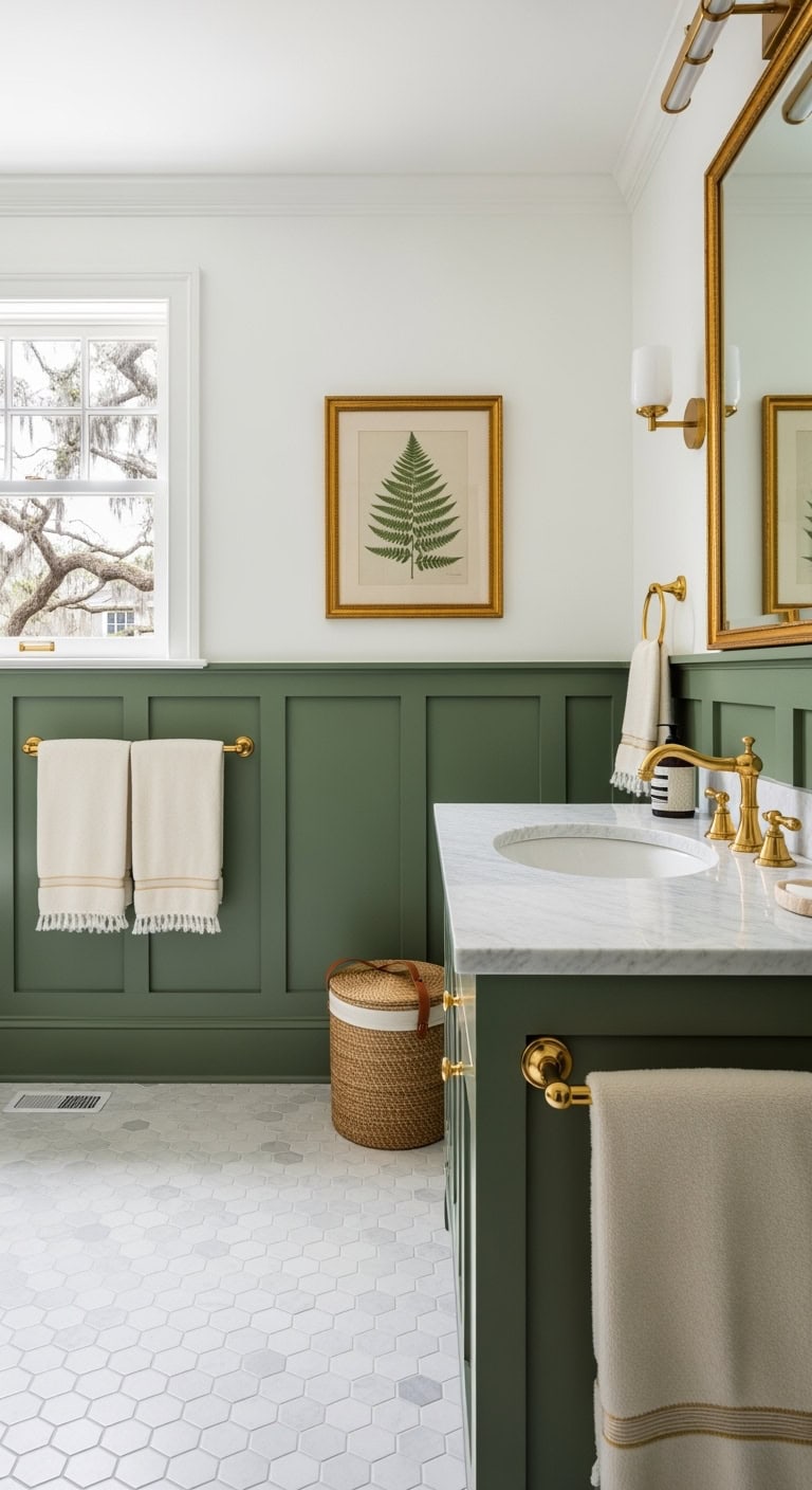 pine green wainscoting gold
