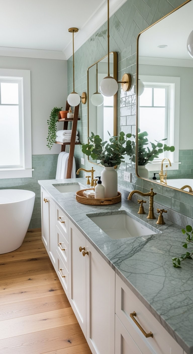 sophisticated natural zen green marble sanctuary