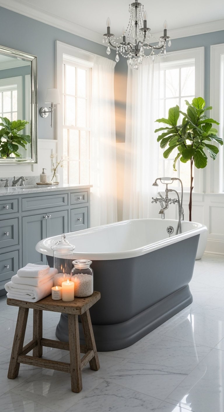 serene vintage spa like bathroom retreat