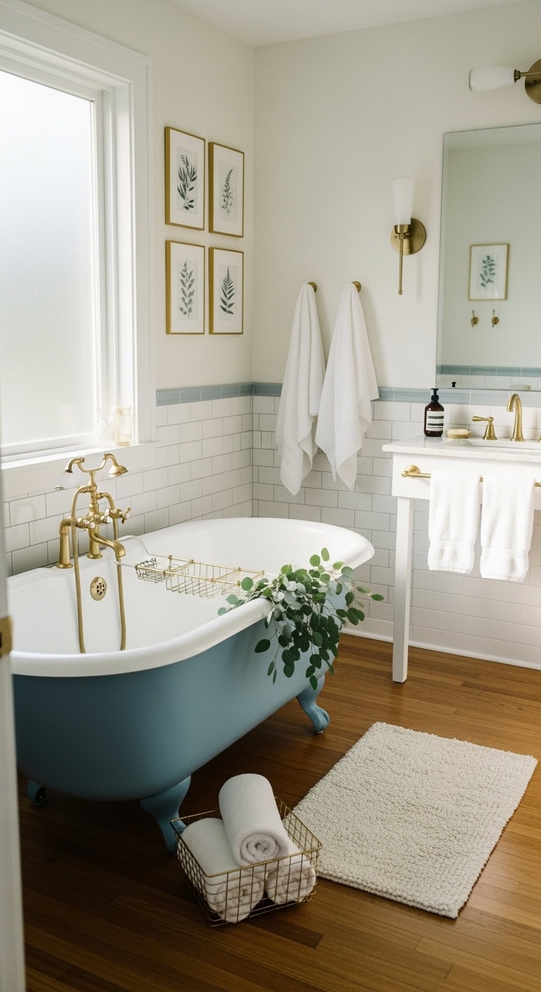 vintage blue clawfoot tub charm essence