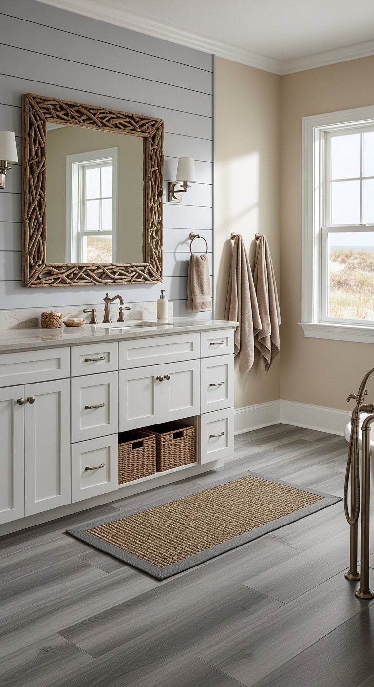coastal grey shiplap bathroom