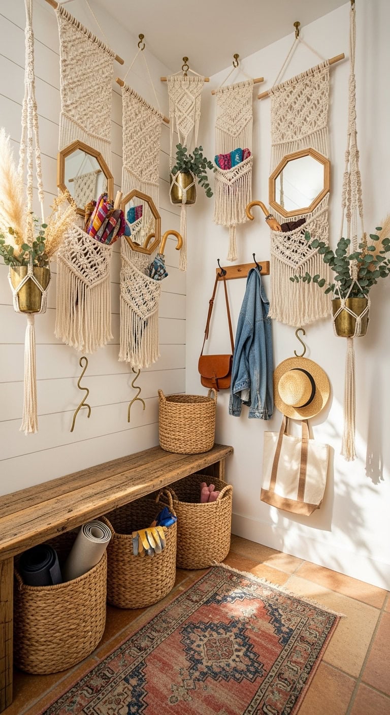 intricate bohemian macrame storage haven