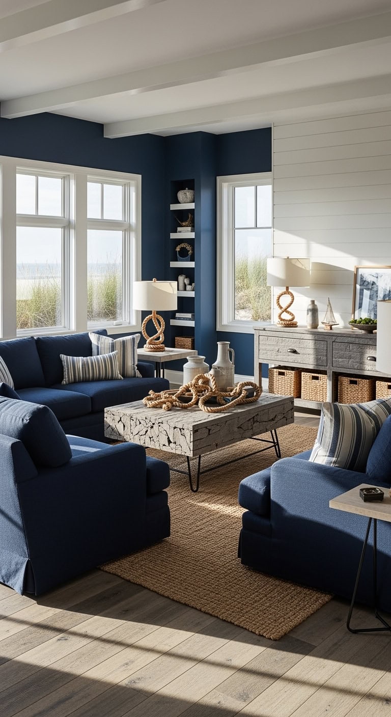 navy weathered seaside bachelor retreat