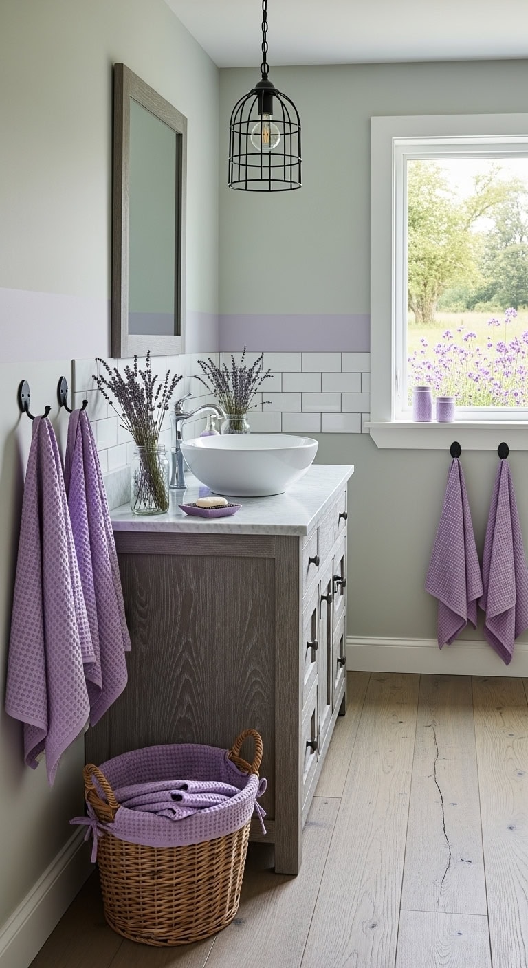 weathered wood with lavender