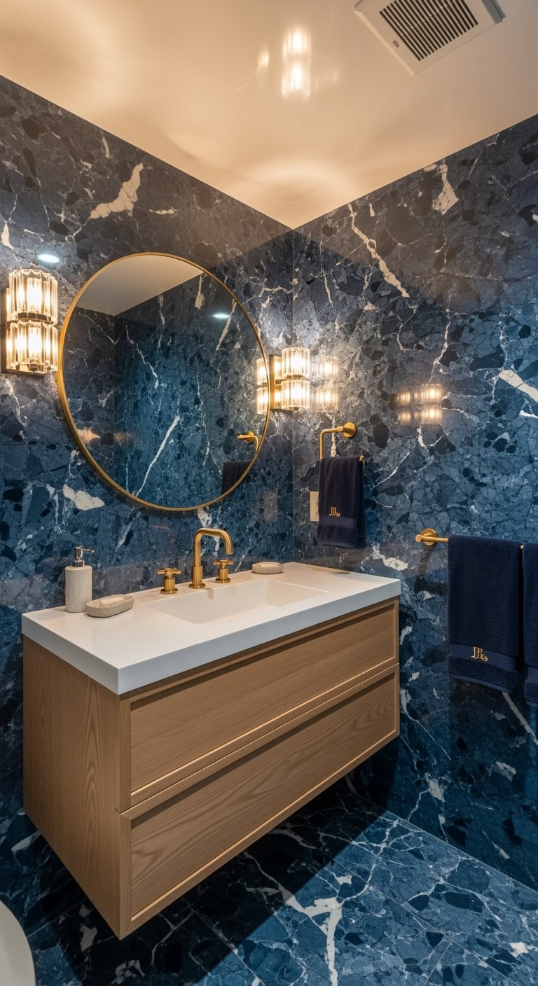moody luxurious dramatic powder room