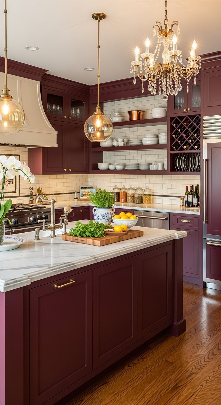 luxury burgundy kitchen elegance