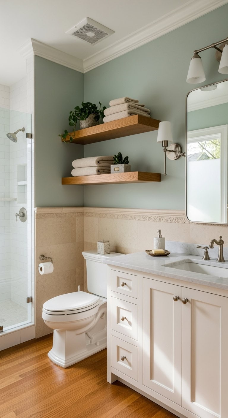 elegant cozy practical bathroom wainscoting