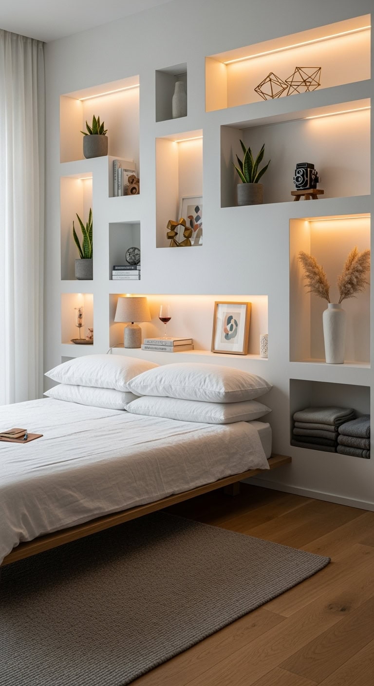 functional art display recessed shelving