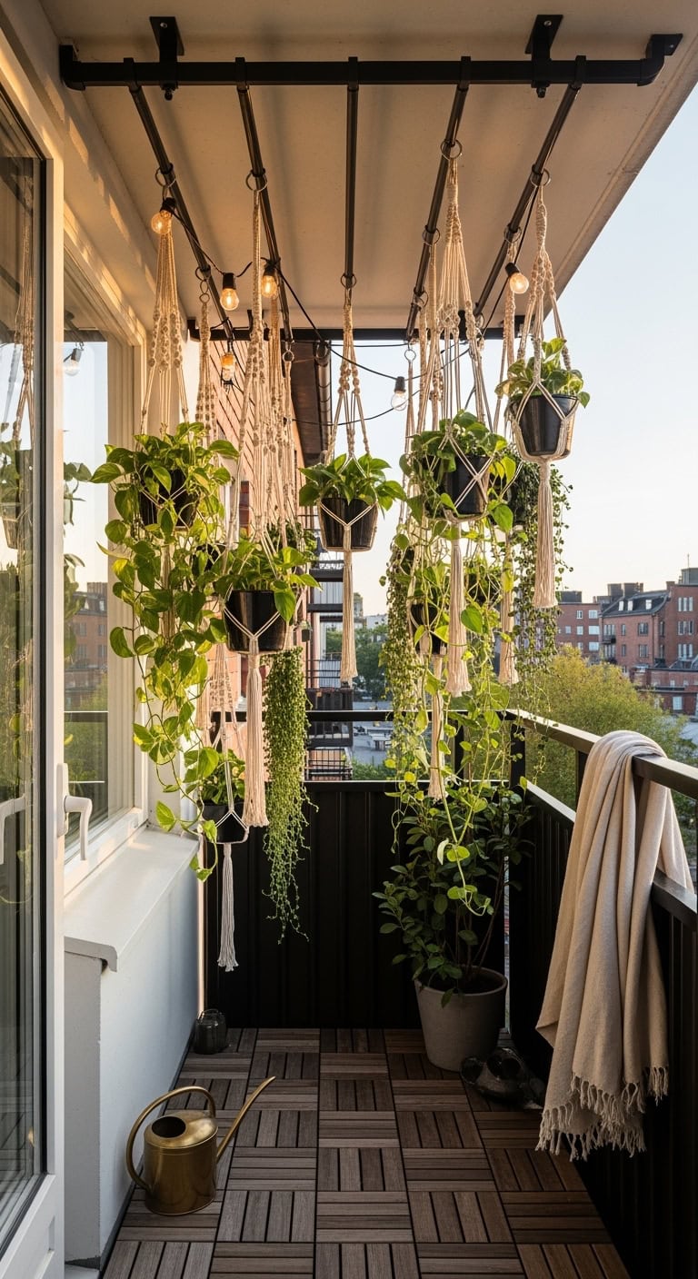 layered hanging balcony oasis