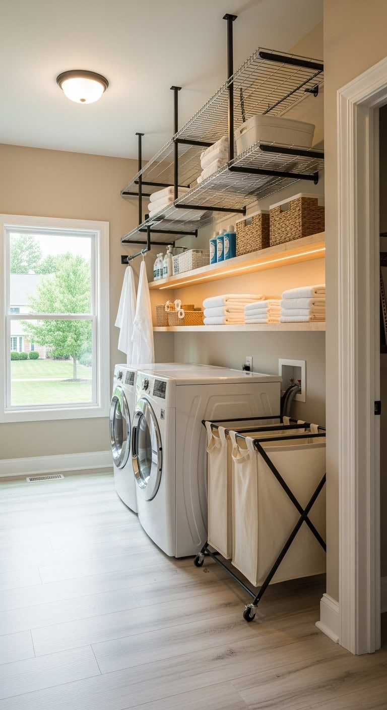 ceiling mounted industrial laundry storage