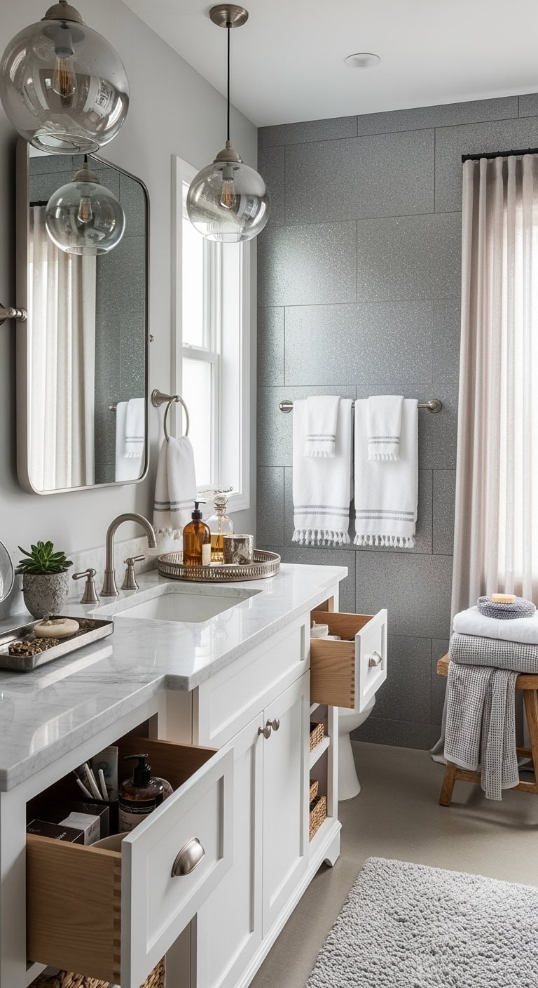luxurious metallic bathroom glamour