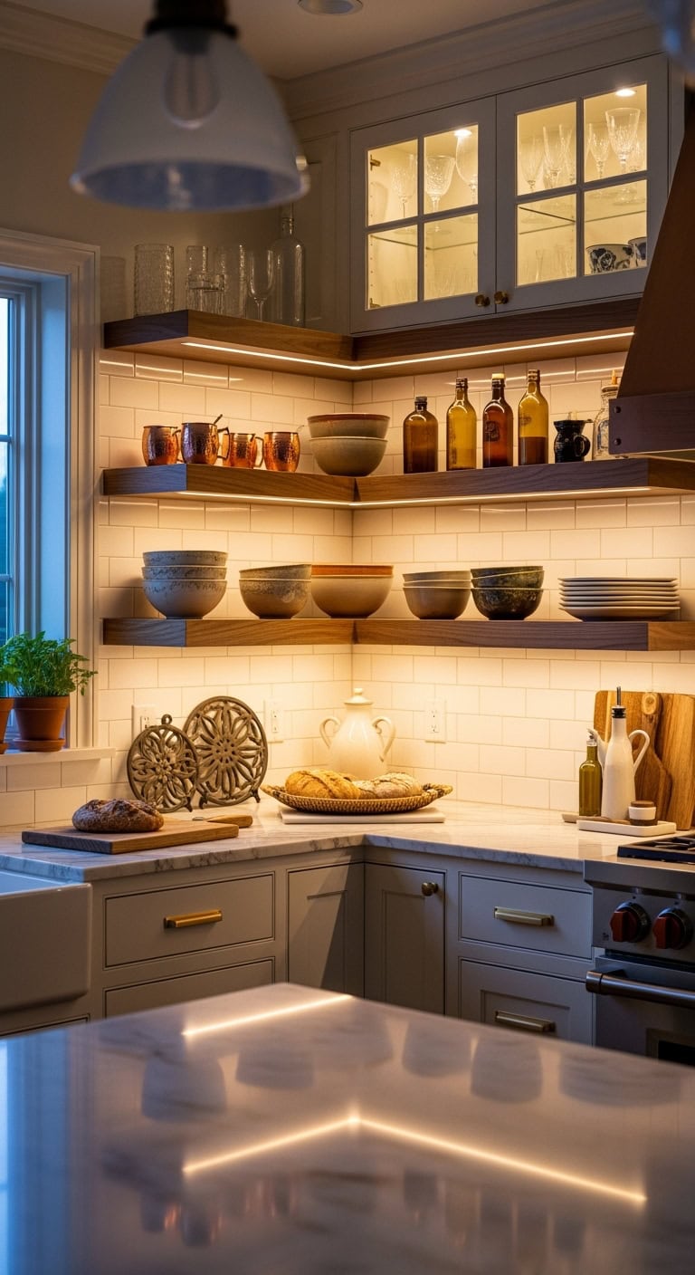 illuminating open shelving displays