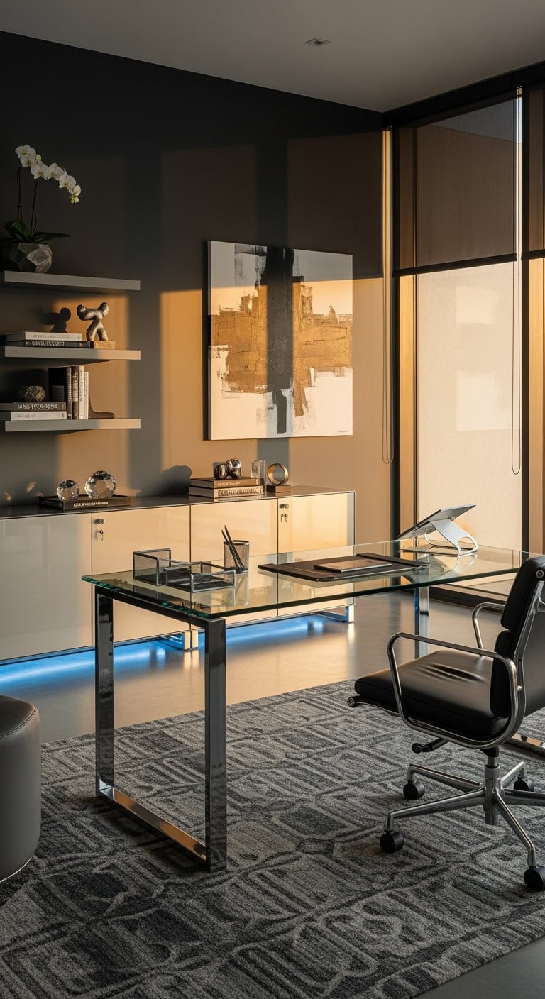 sleek sophisticated minimalist executive workspace
