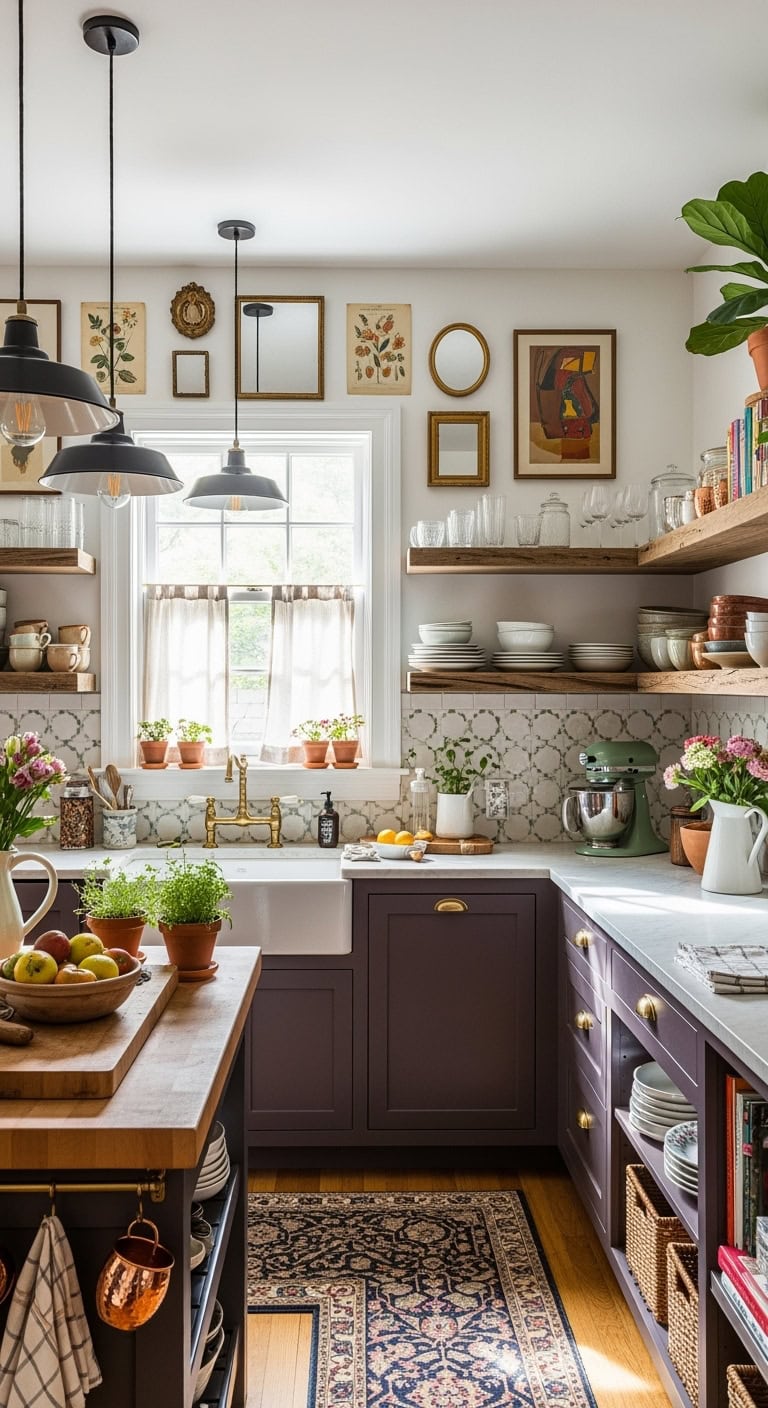 eclectic plum kitchen design