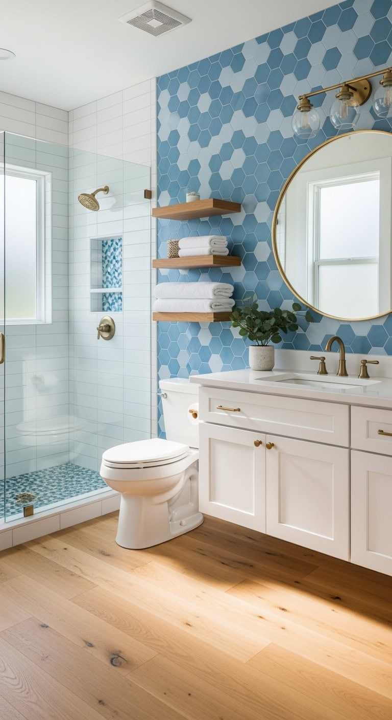 trendy timeless blue geometric mosaics