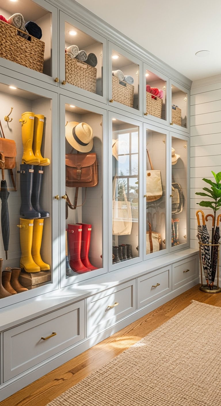 stylish functional organized personalized mudroom lockers