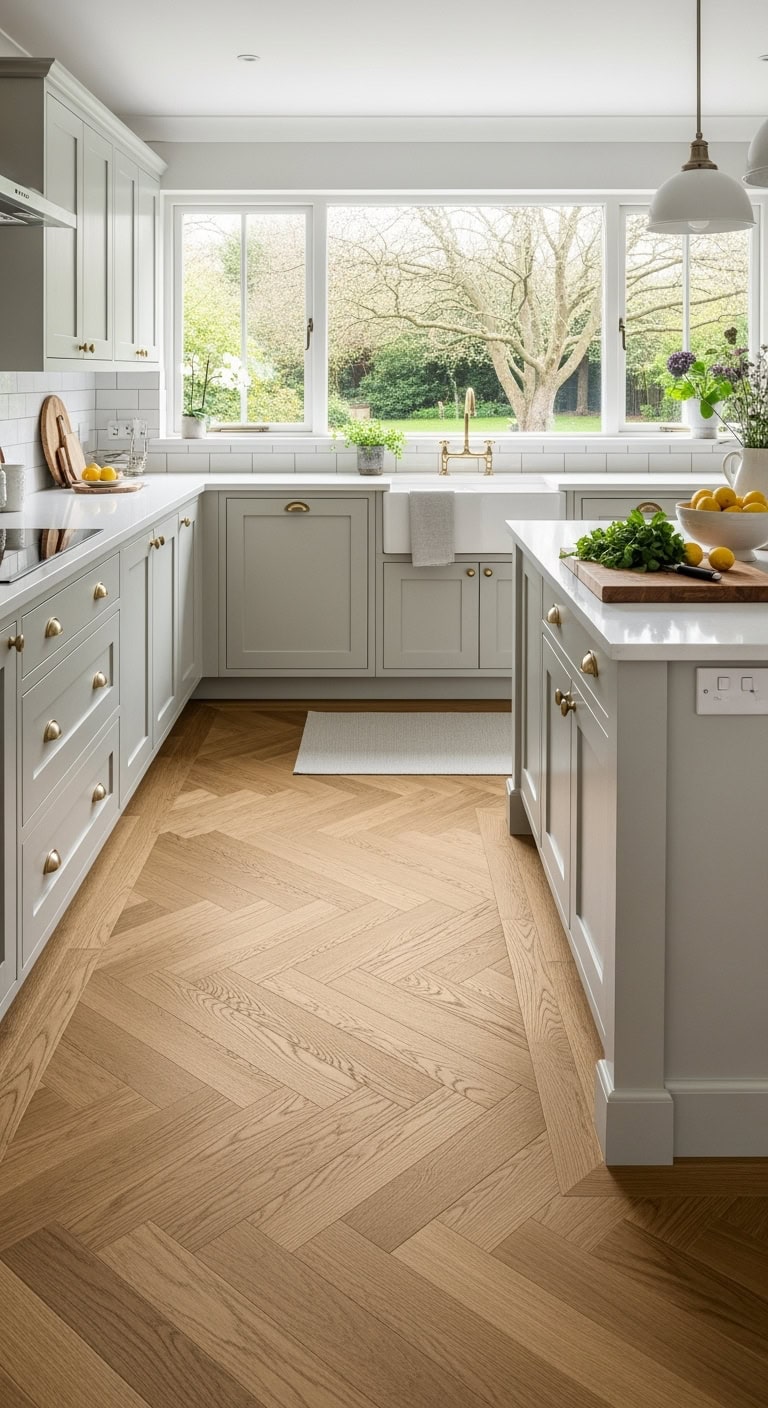 warm natural visually dynamic kitchen flooring