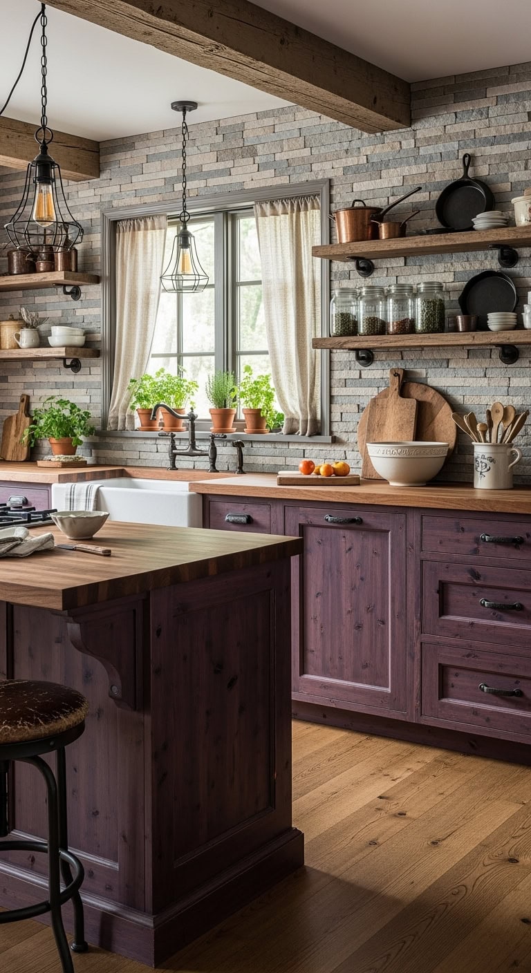rustic plum kitchen charm