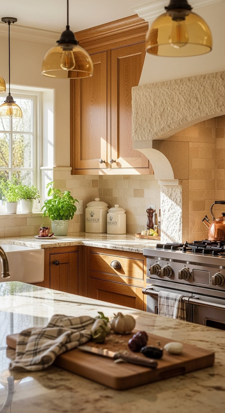 timeless elegant traditional stone backsplash