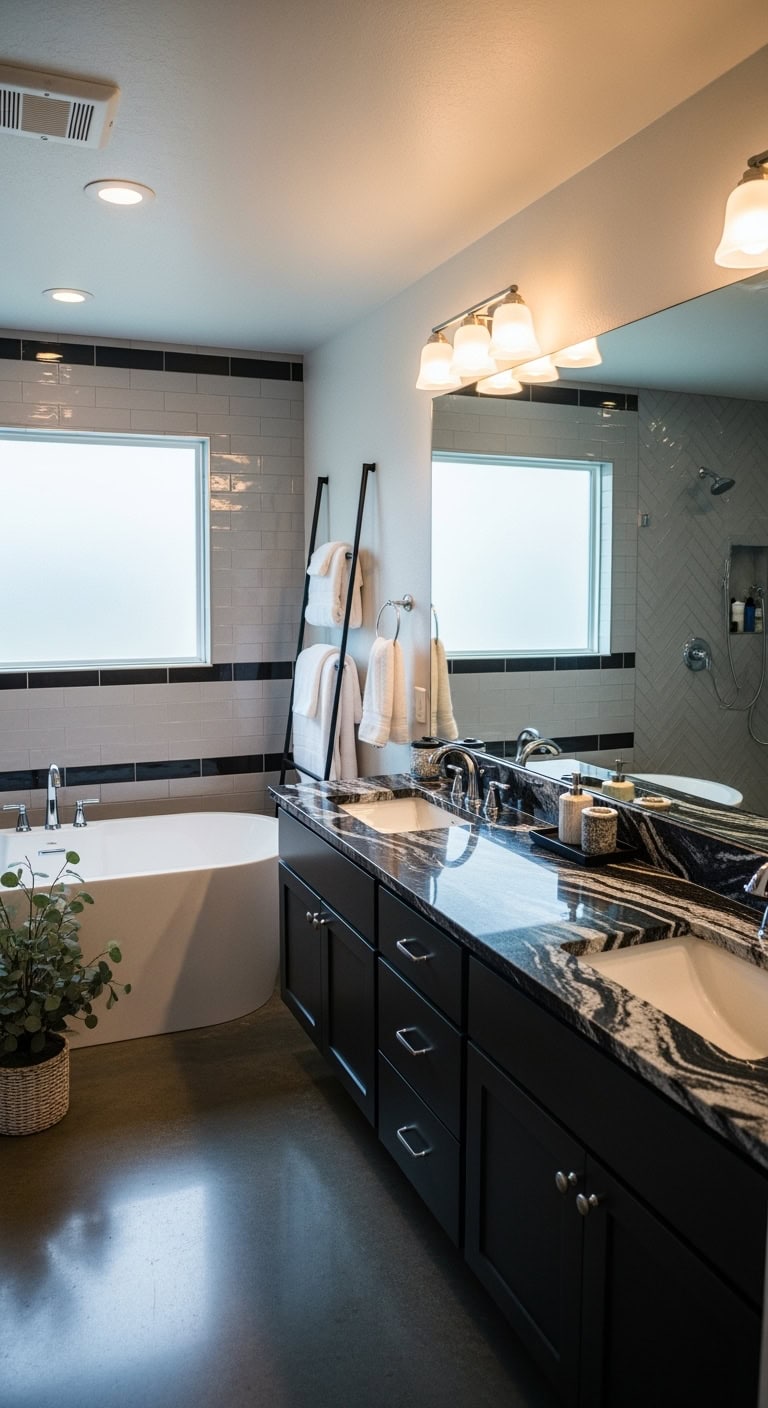 dramatic luxurious ebony granite vanity