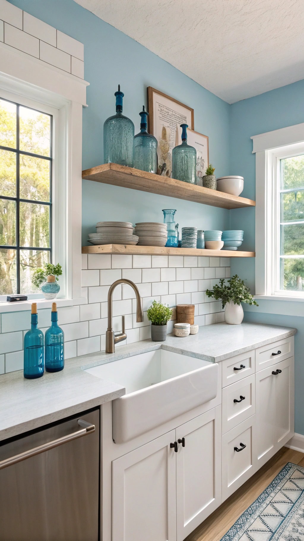 cozy scandinavian open shelving