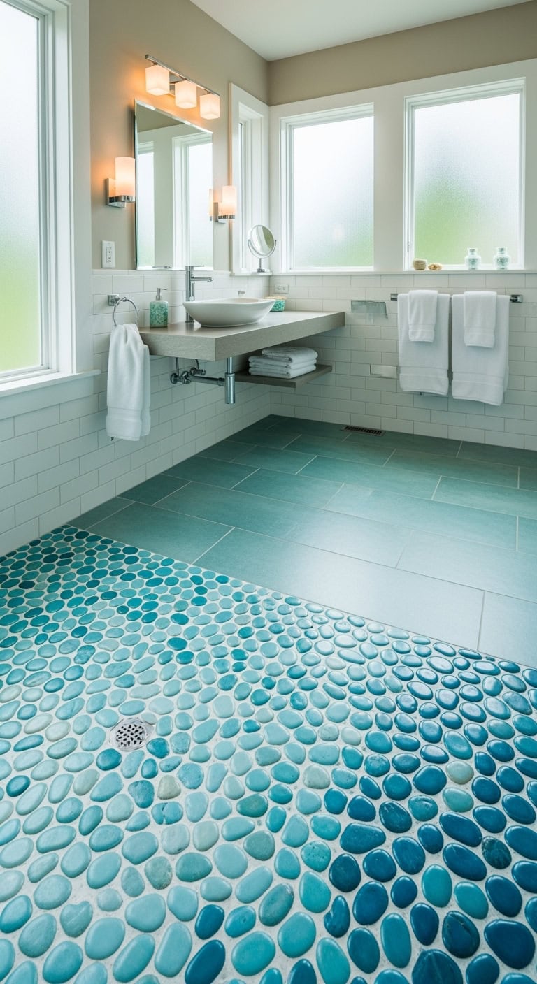 aqua pebble floor soothing beachy zen