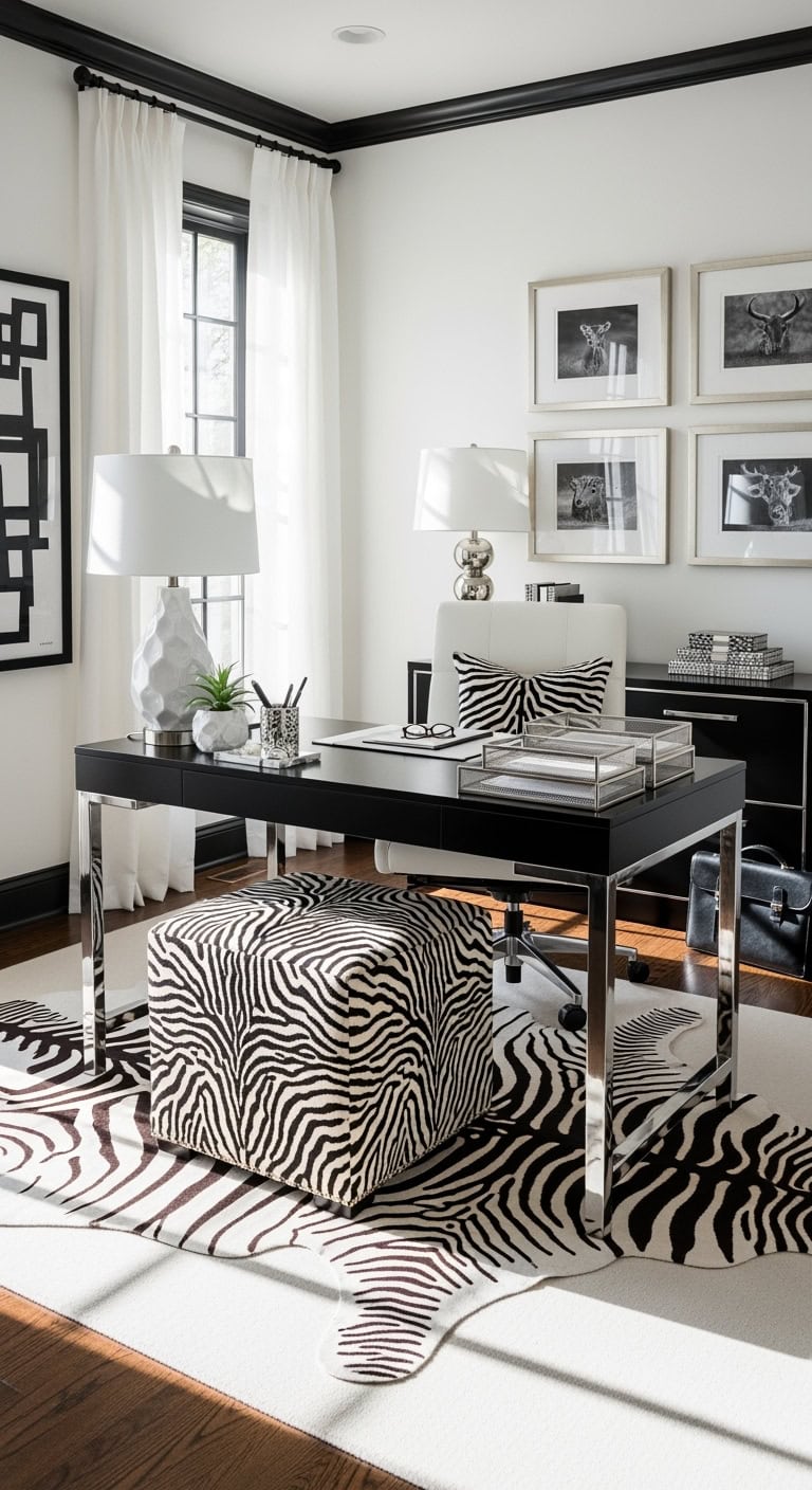 sophisticated wild accented home office