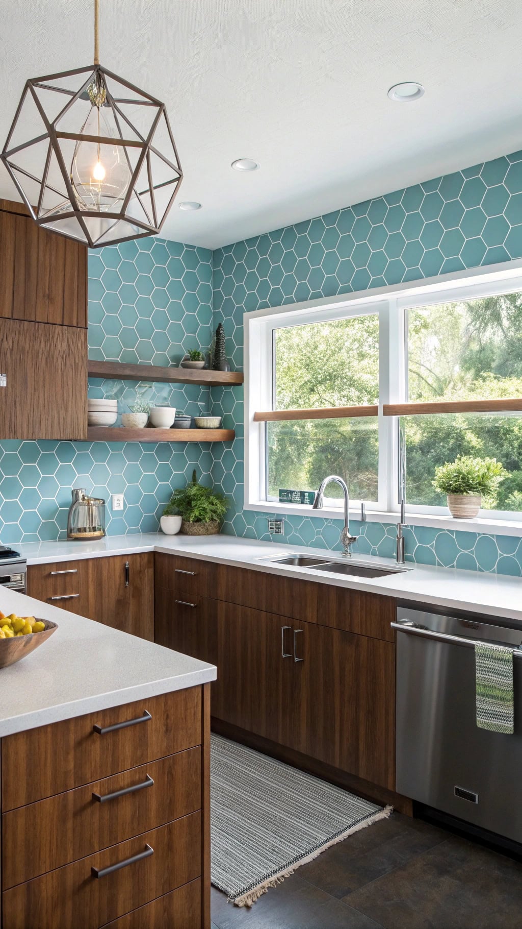 retro blue penny tiles