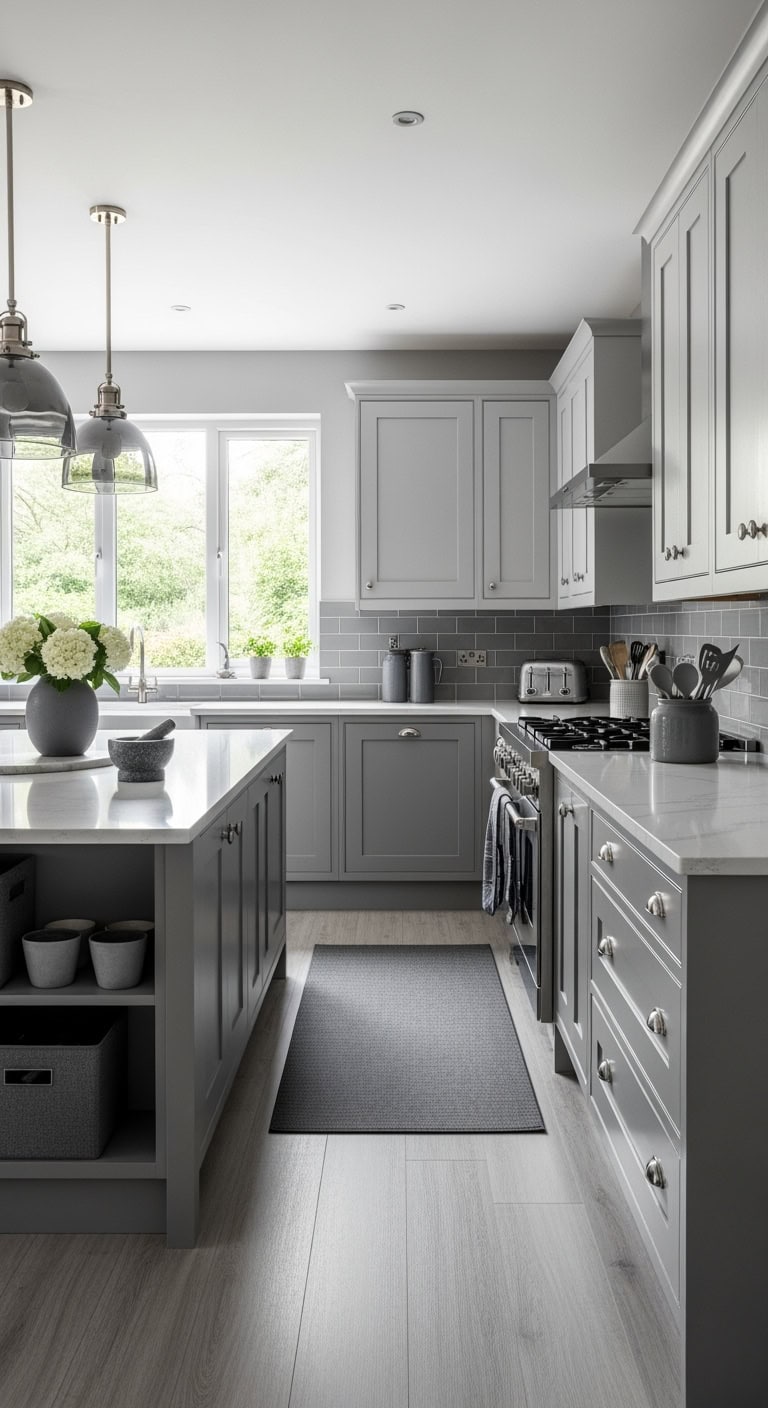 calm cohesive gray kitchen