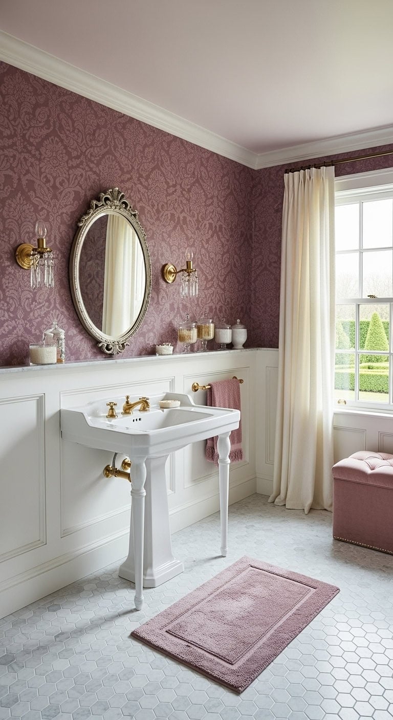 rich mauve vintage bathscape