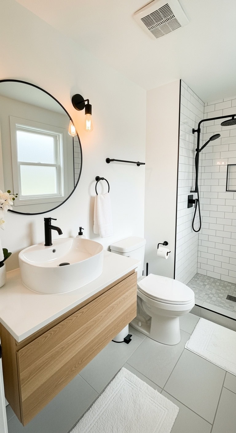 sleek black fixtures for small spaces