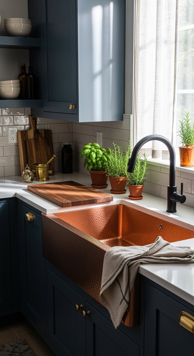 trendy sophisticated copper kitchen design