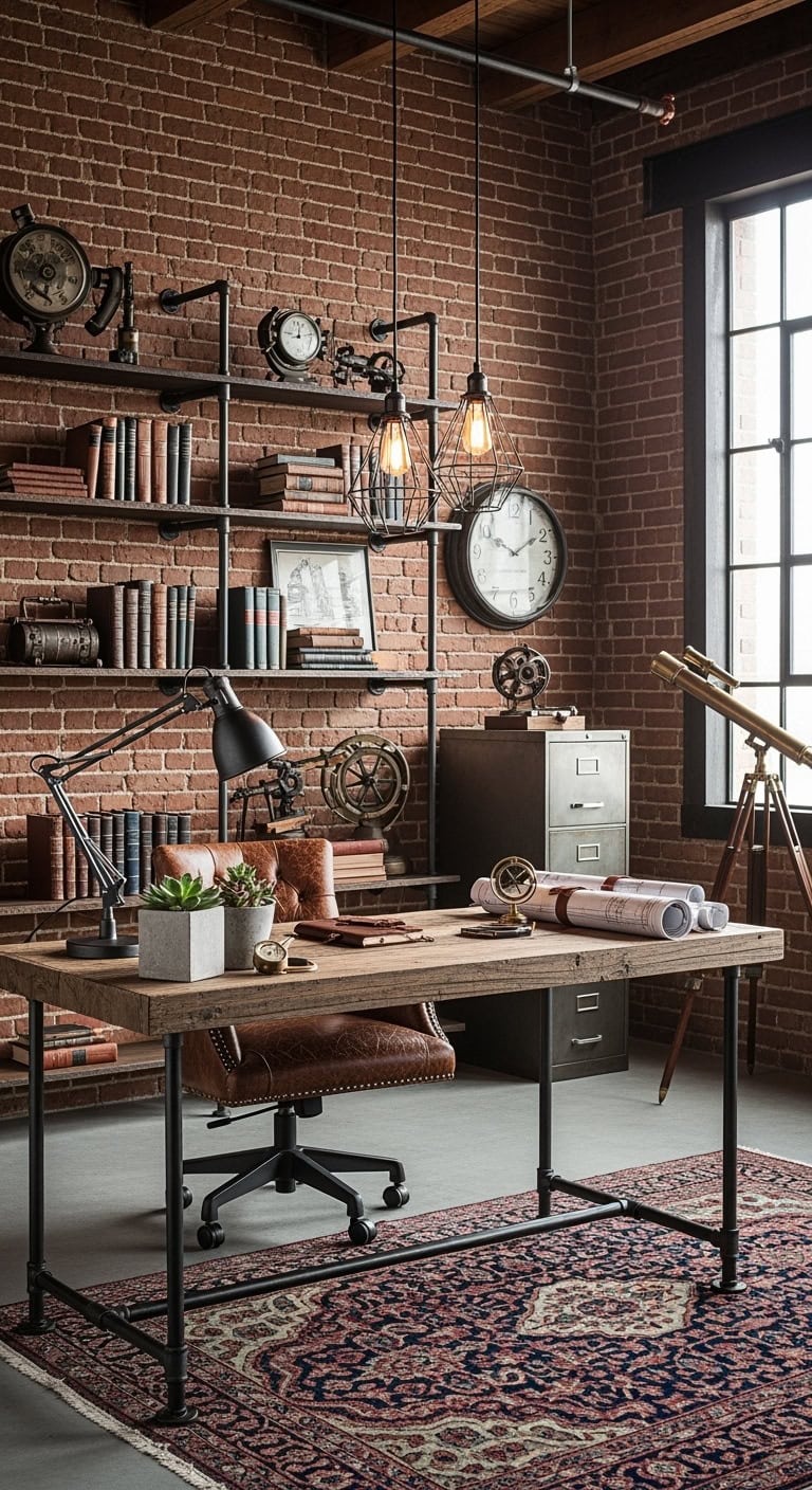 industrial chic home office aesthetic