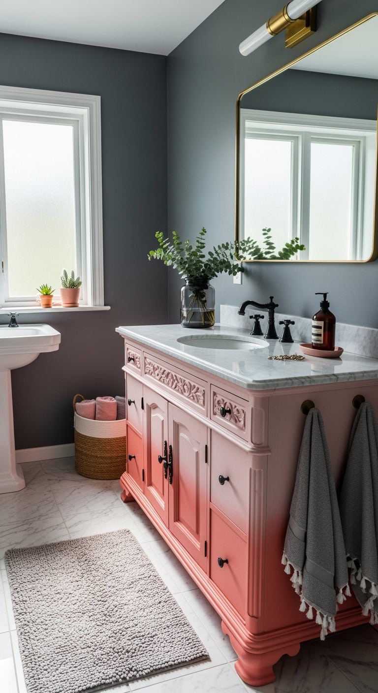 clash of salmon and charcoal