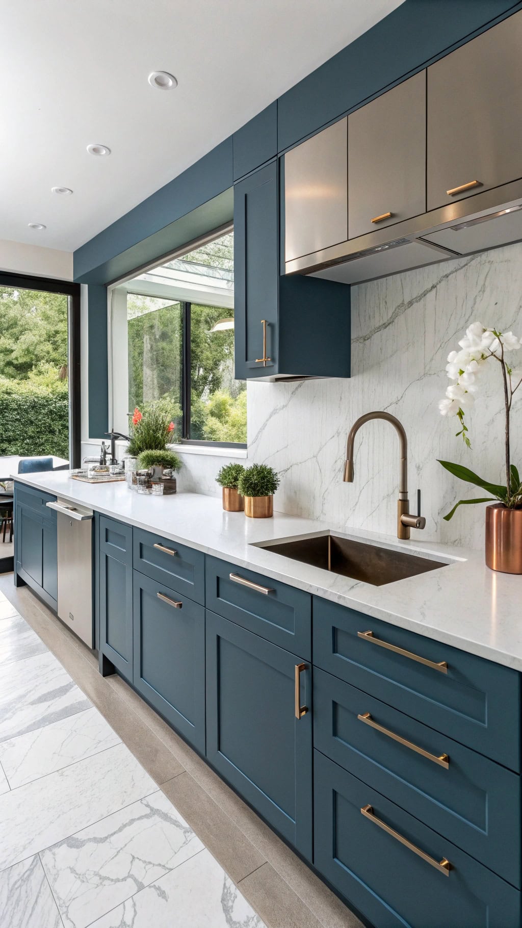 petrol blue kitchen island elegance