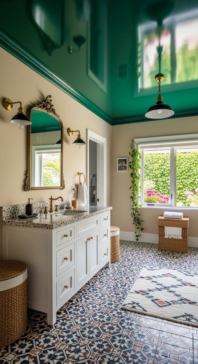 emerald ceiling patterned floor