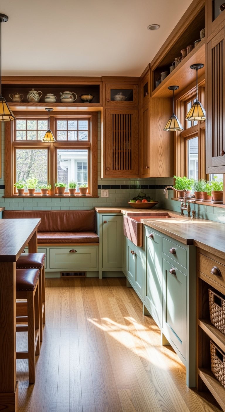 craftsman kitchen with mint