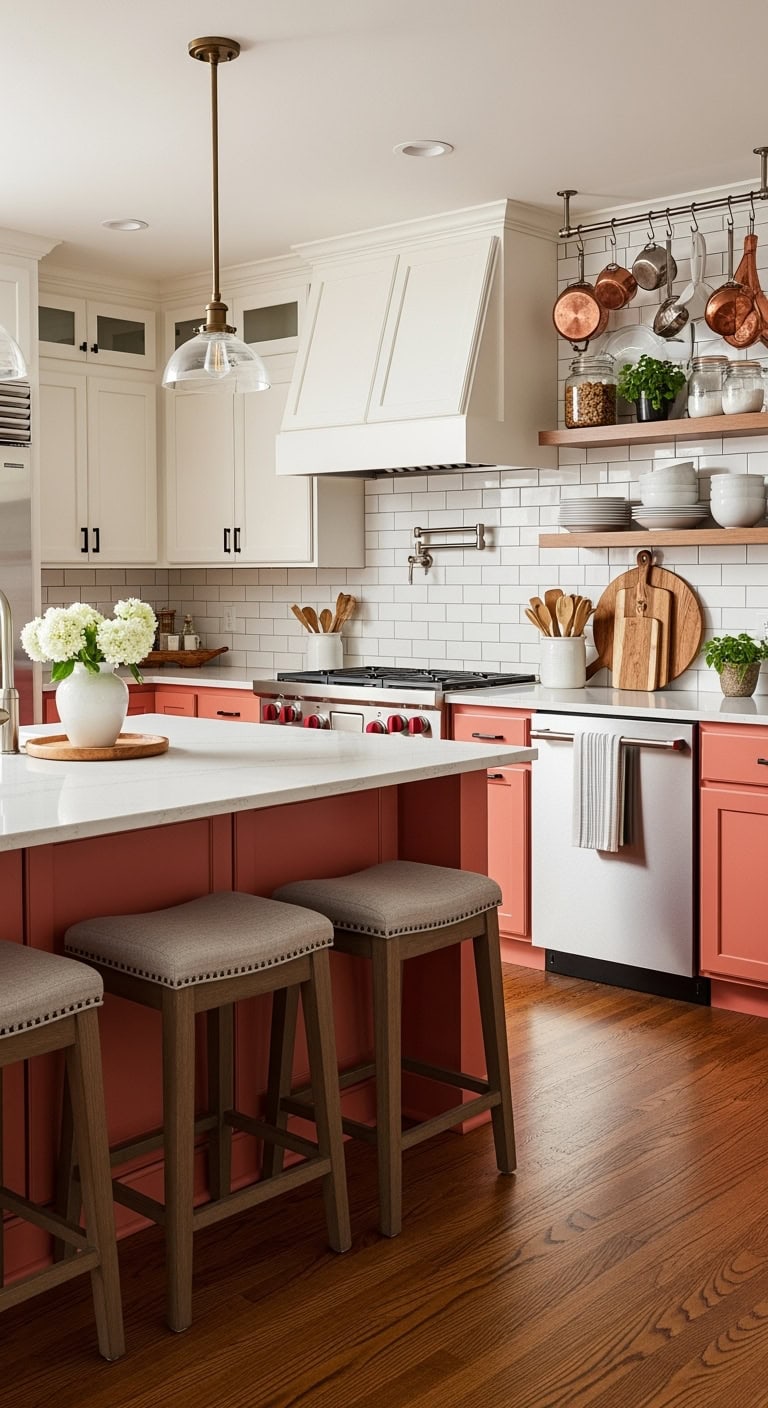 timeless coral kitchen transformation