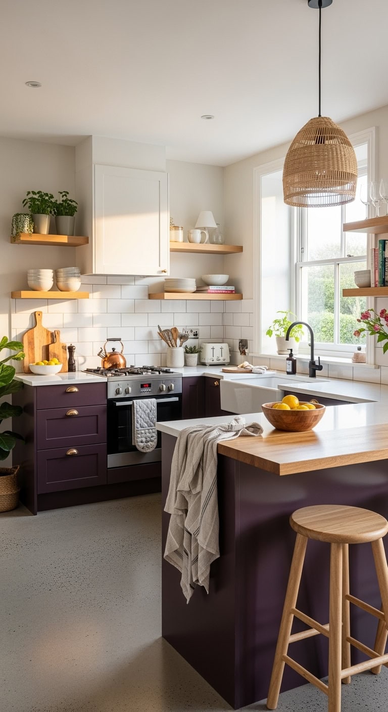 cozy nordic plum kitchen