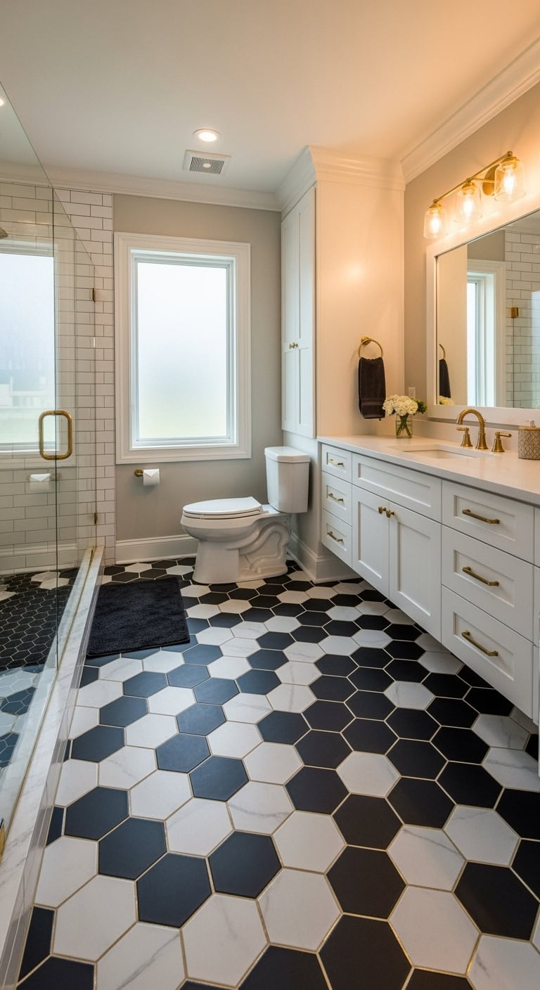 chic geometric monochrome hexagon tile design