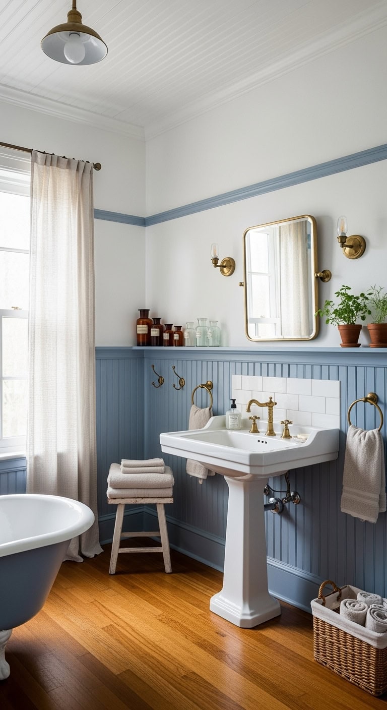 cozy elegant chic periwinkle wainscoting charm