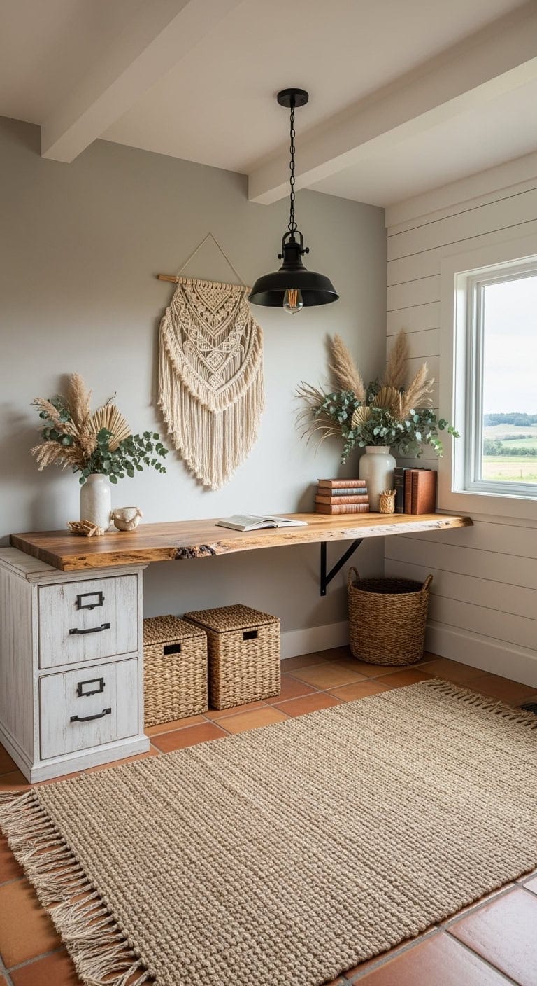 reclaimed farmhouse boho workspace