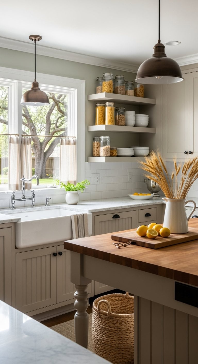farmhouse sand kitchen elegance
