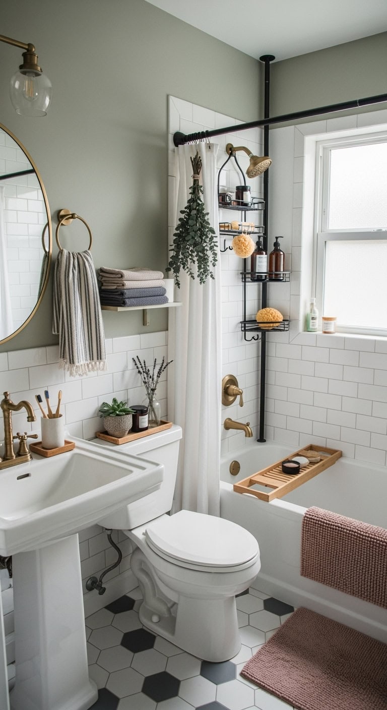 compact organized versatile shower storage