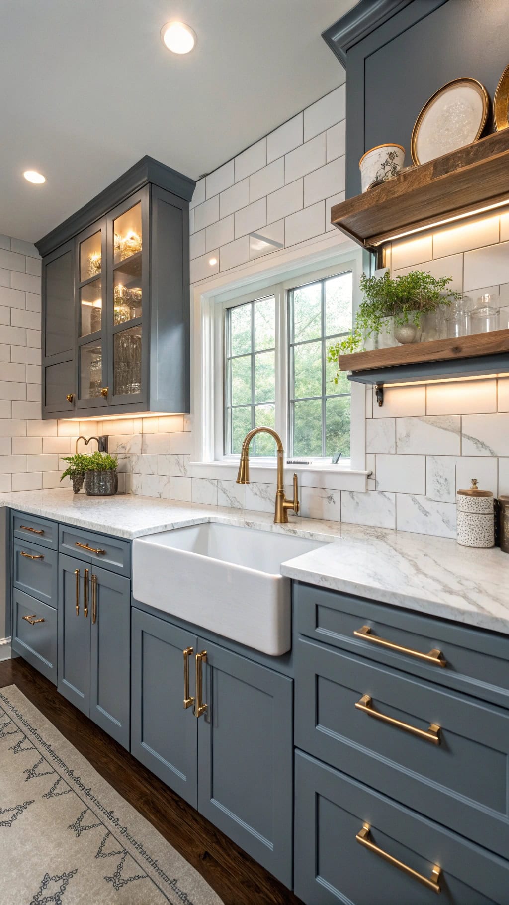 elegant slate blue cabinetry