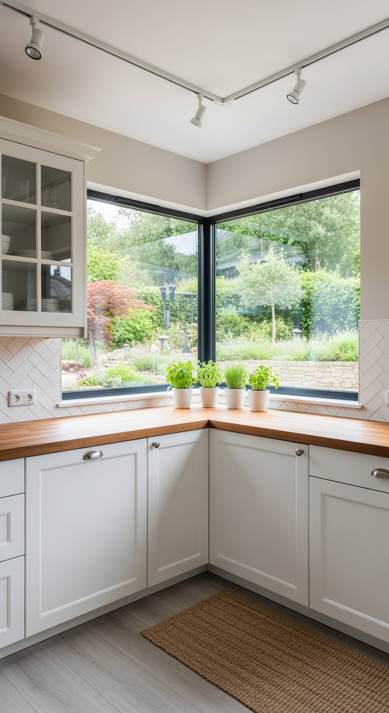 light filled modern kitchen corner